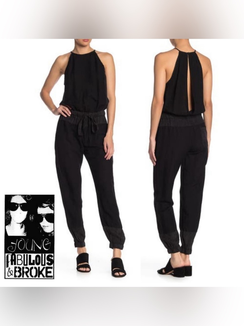 YFB by Young Fabulous & Broke Diego Linen Blend Black Jumpsuit Size Medium